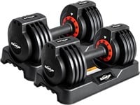 Adjustable Dumbbell Set with Tray  25/55 lbs