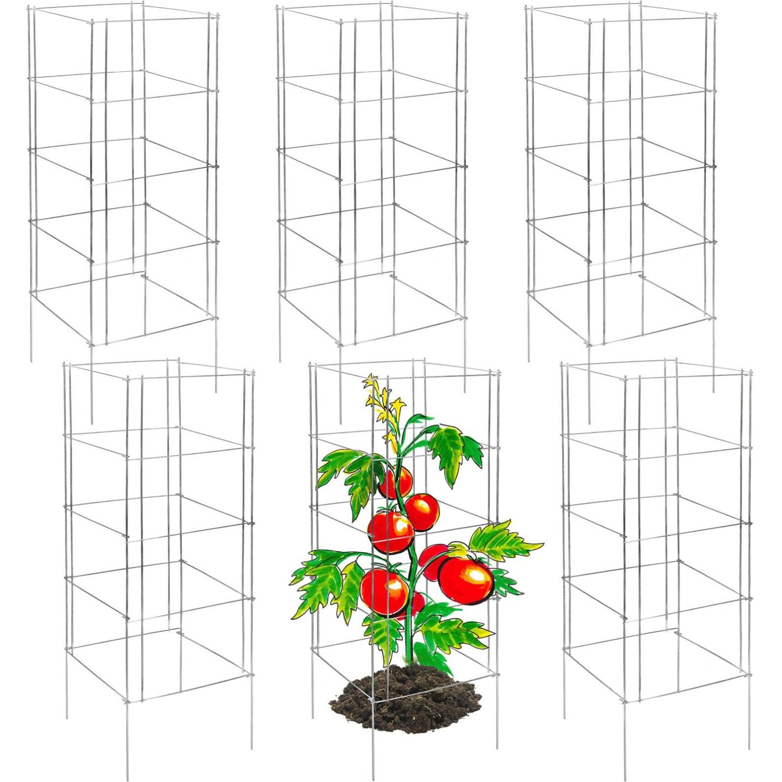Yaocom 6 Pcs Foldable Square Tomato Cage 13" x 13
