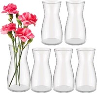 6 Pcs 8'' Tall Clear Flower Vase Wide Mouth Crysta
