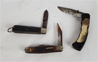 3 Pocket Knives - Camillus, Remington, Rostfrei