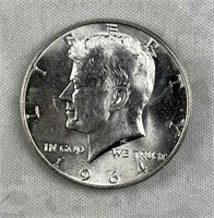 1964 JFK 90% Silver Half Dollar, BU 50c Coin