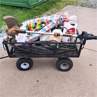 Garden Cart, Worx Trimmer, Garden Hose & More