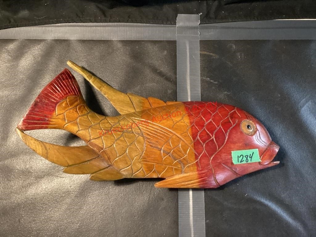 18"  Solid Wood Hand Carved/Painted Fish