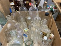 Clear and Vintage bottles with different types of