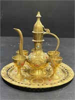 Vintage Middle Eastern Jeweled Dallah Brass Turkis
