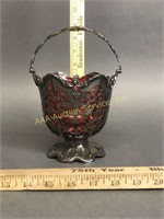 Victorian Silverplate & Cranberry Glass Basket
