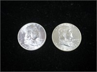 2- Franklin half dollars, 1960-1963-D,