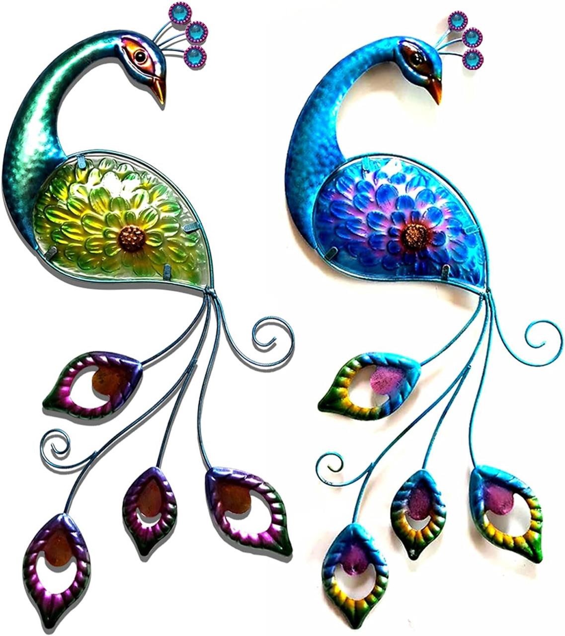 2 Pack Peacock Wall Art Decor