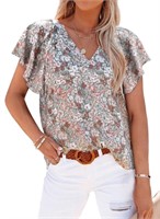 O755  Chase Secret Floral Gray Boho Blouse