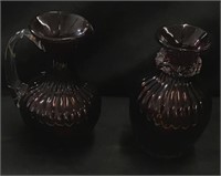 Pilgrim Glass Vase And Pitcher