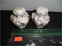 Vintage white with flowers Salt and Pepper