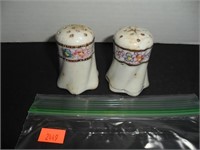 White with Floral Designs Salt and Pepper Shakers
