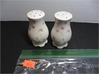White with pink flowers Salt and Pepper Shakers