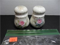 Vintage Happy Anniversary Salt and Pepper Shakers