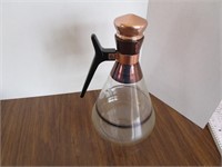 Vintage glass decanter with lid & handle