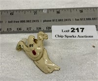 Vintage Enamel Fly Ghost Pin Articulated