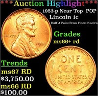 1953-p Lincoln Cent Near Top  POP 1c Graded GEM++