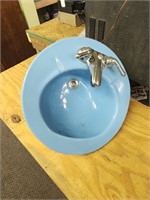 Blue Bathroom Sink With Faucet