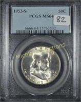 1953-S Franklin Half Dollar MS64 PCGS