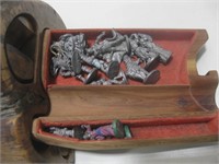 Wood Box W/Assorted Warhammer Figures See Info
