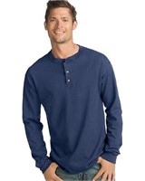 "As Is" Hanes Men's Large Long-Sleeve Beefy Henley