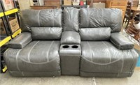 Leather Style Electric Reclining Loveseat