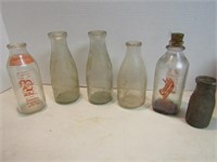 6 Vint Glass Milk Bottles(Schneider's, R.W. Cramer