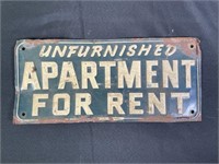 ‘Unfurnished Apartment’ Antique Tin Sign