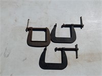 3 Vintage Malleable Iron C-clamps