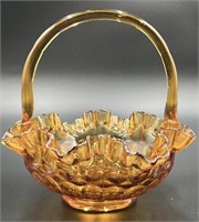 Fenton Amber Thumbprint Basket