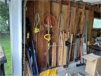 Wall of Hand tools, Straps, Metal Brackets, Wood