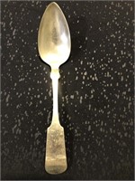 Coin silver serving spoon by F. Curtis Burlington