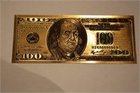 24K Gold USA $100 Banknote Front Side