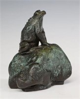 POLLOCK (20TH C.) WILDLIFE SCULPTURE FROG