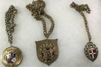 Vintage Enamel Crest Pendants (3)