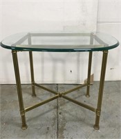 Brass glass top side table