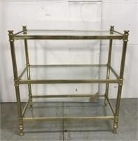 Brass three glass tier shelf