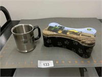 JD bone-shaped tin & CAT mug
