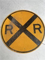 Metal rail road  sign