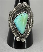 Handmade Navajo Sterling Silver Turquoise ring 9.5