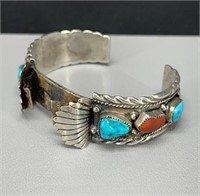 Tim Kee Whitman Sterling Silver Navajo watch cuff