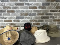 Selection of Hats including Derby, Kid's Straw