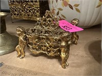 VTG HOLLYWOOD REGENCY CHERUB THEME LIPSTICK HOLDER