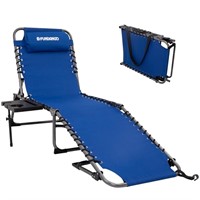 N7188  Fundango Folding Chaise Lounge Chair Blue