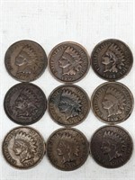 9 X INDIAN HEAD CENTS