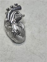 Signed Intricate Sterling silver, heart pendant