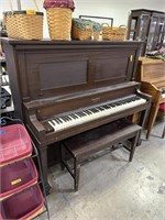 EMERSON UPRIGHT PIANO W BENCH PLAYS NICELY