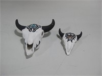 Two Signed Laguna Pueblo Pottery Cow Heads See