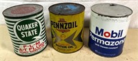 3pcs- 1 gal. vintage OIL cans