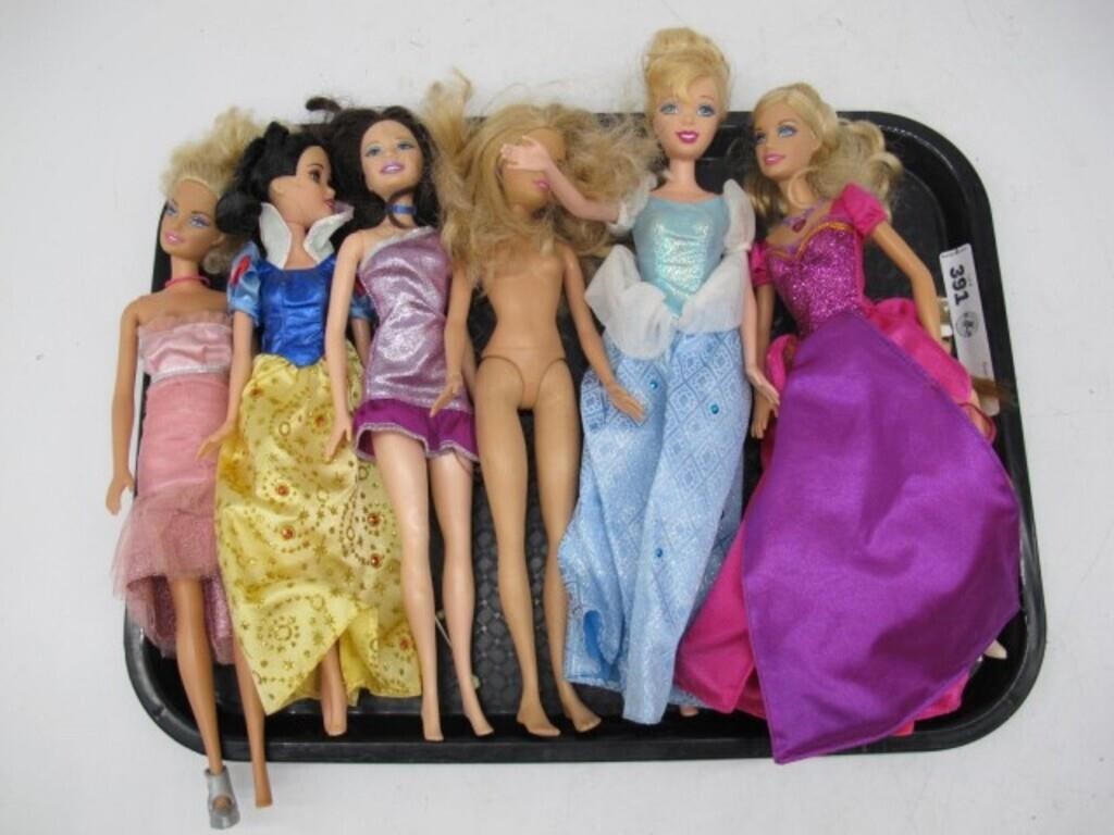 TRAY LOT OF 7 BARBIE DOLLS